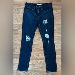 Levi’s High Waisted Distressed Blue Jeans